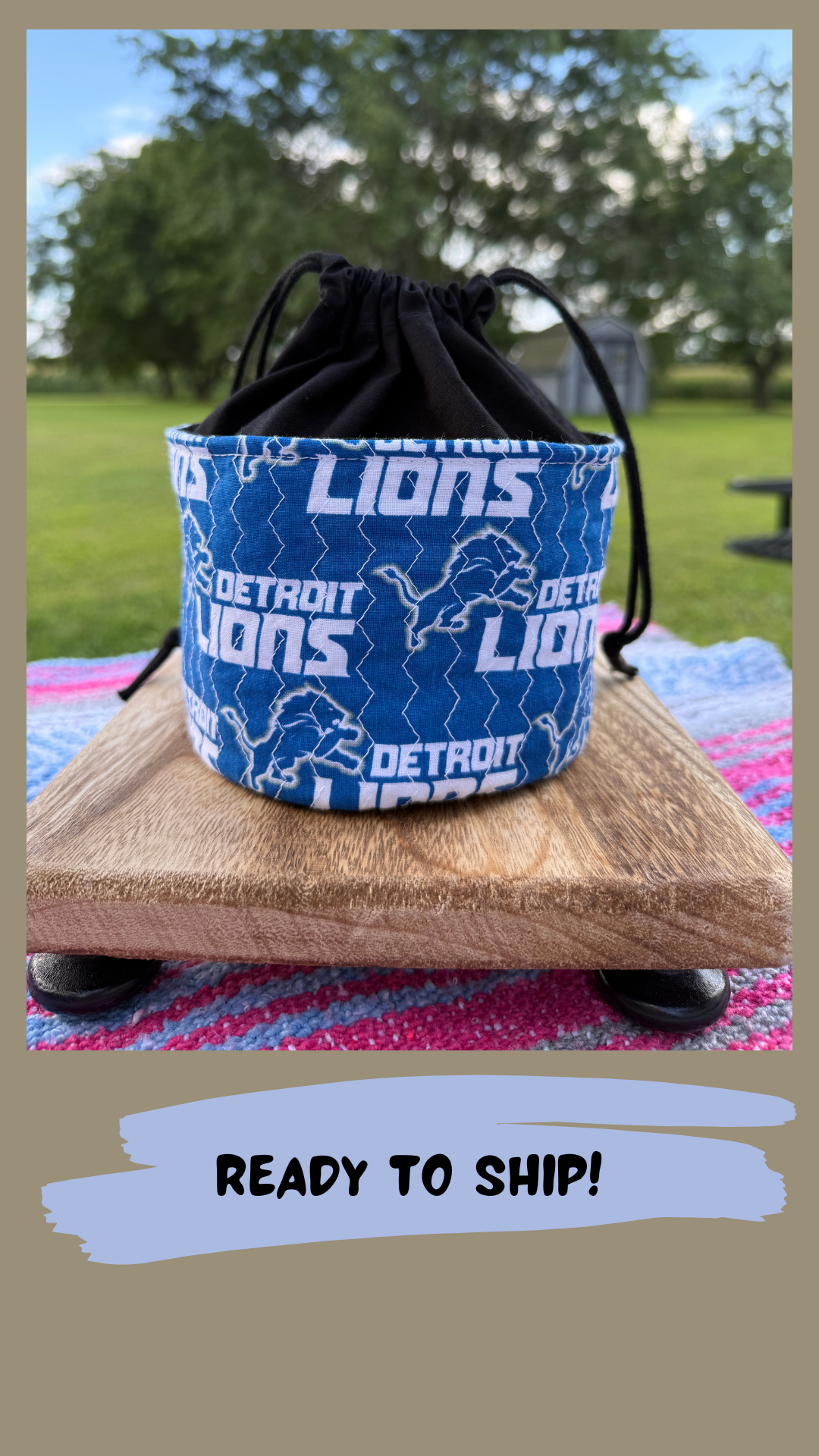 Ready to Ship - Detroit Lions inspired Quilted Yarn Cup!