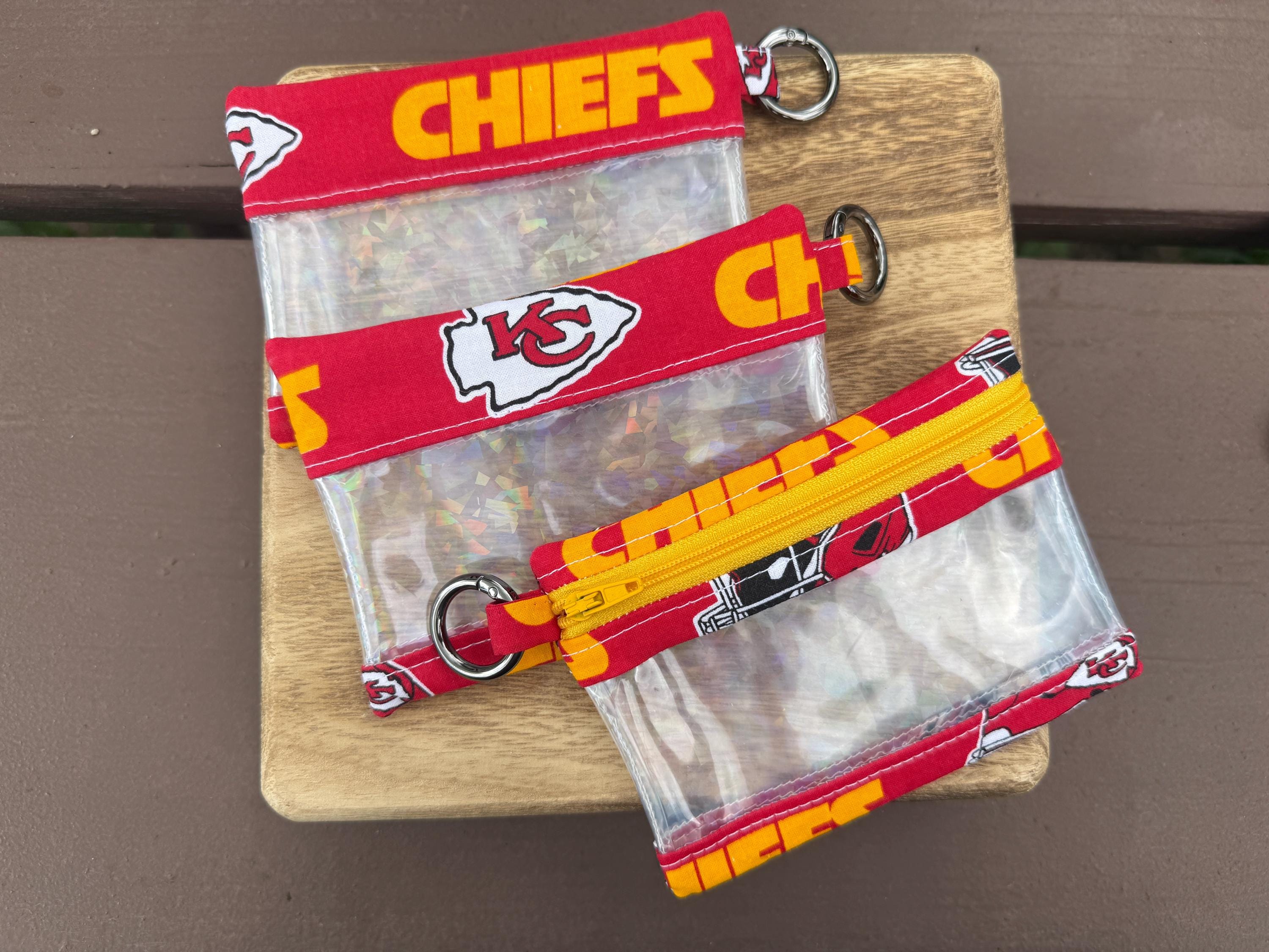 Football Inspired Ready to ship Notion Pouches with see through vinyl window and carabiner!!