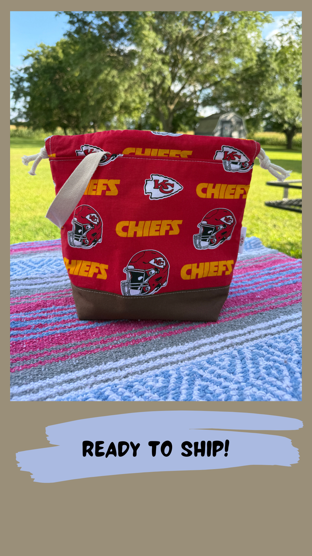 Ready to Ship - Kansas City Chiefs inspired Drawstring Bag in Red!