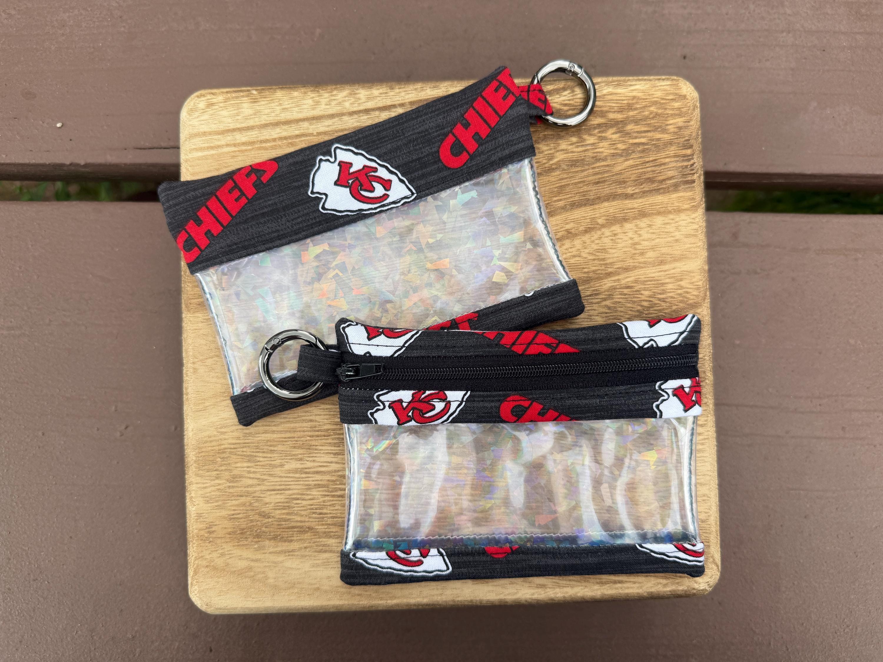 Football Inspired Ready to ship Notion Pouches with see through vinyl window and carabiner!!