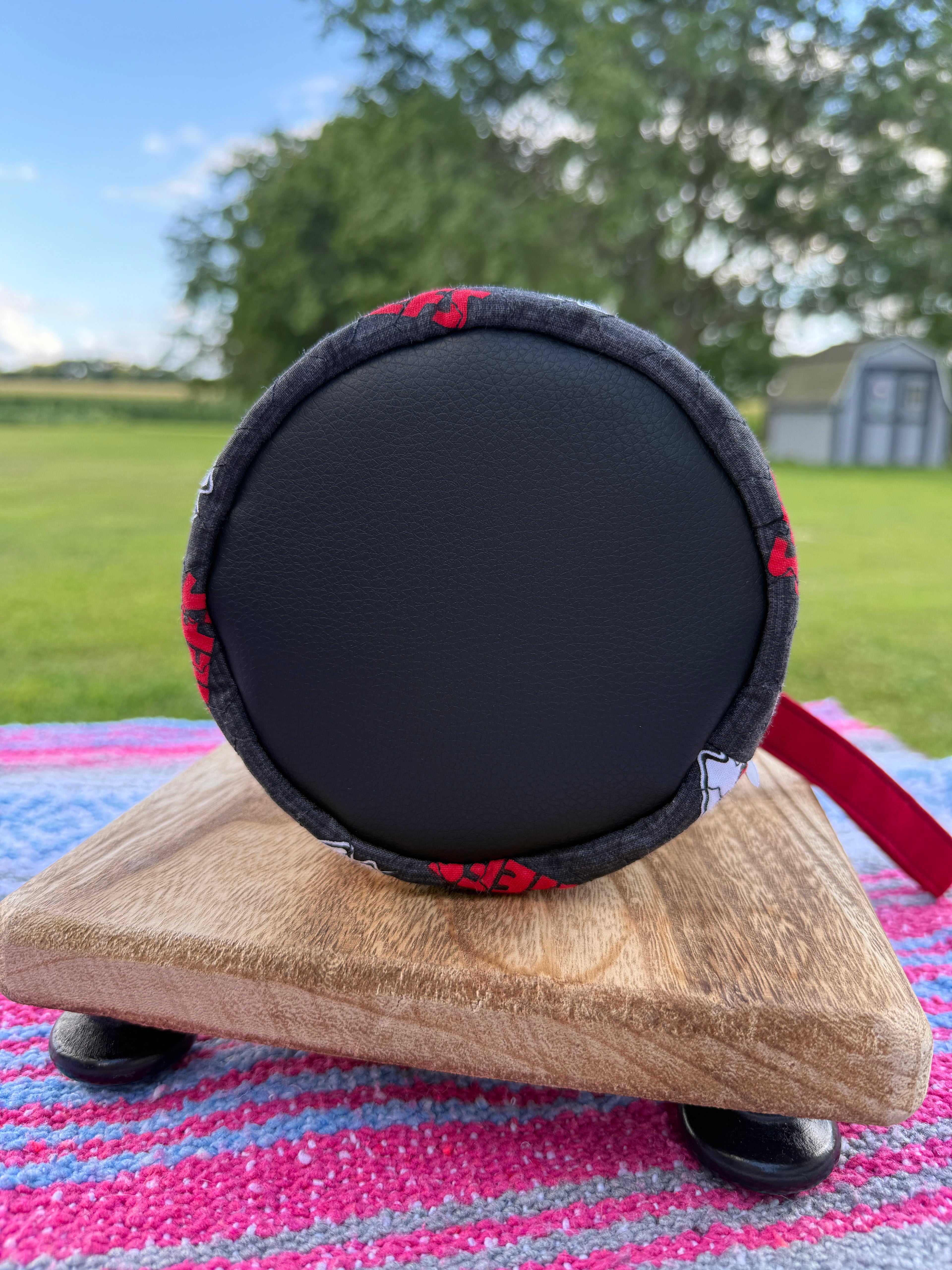 Ready to Ship - Kansas City Chiefs inspired Quilted Yarn Cup in black fabric!