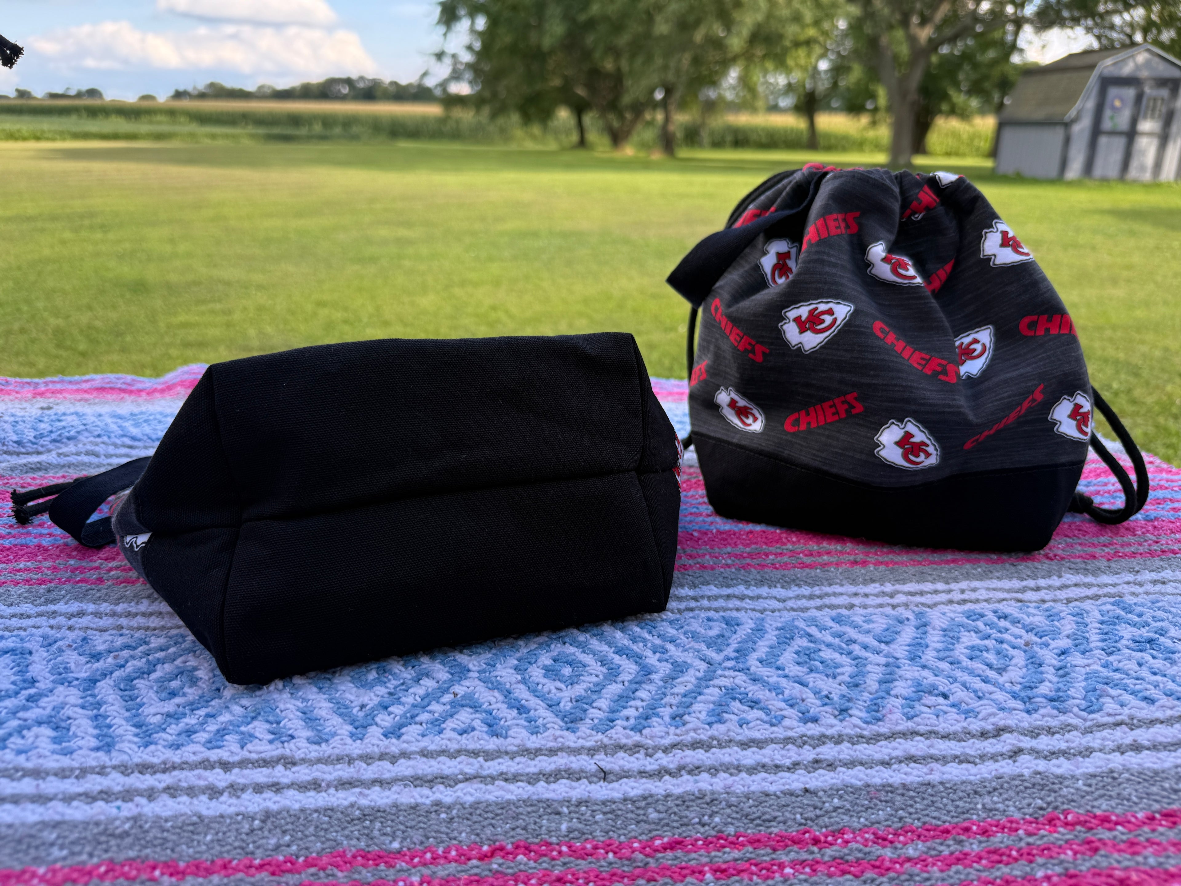Ready to Ship - Kansas City Chiefs inspired drawstring bag in black!