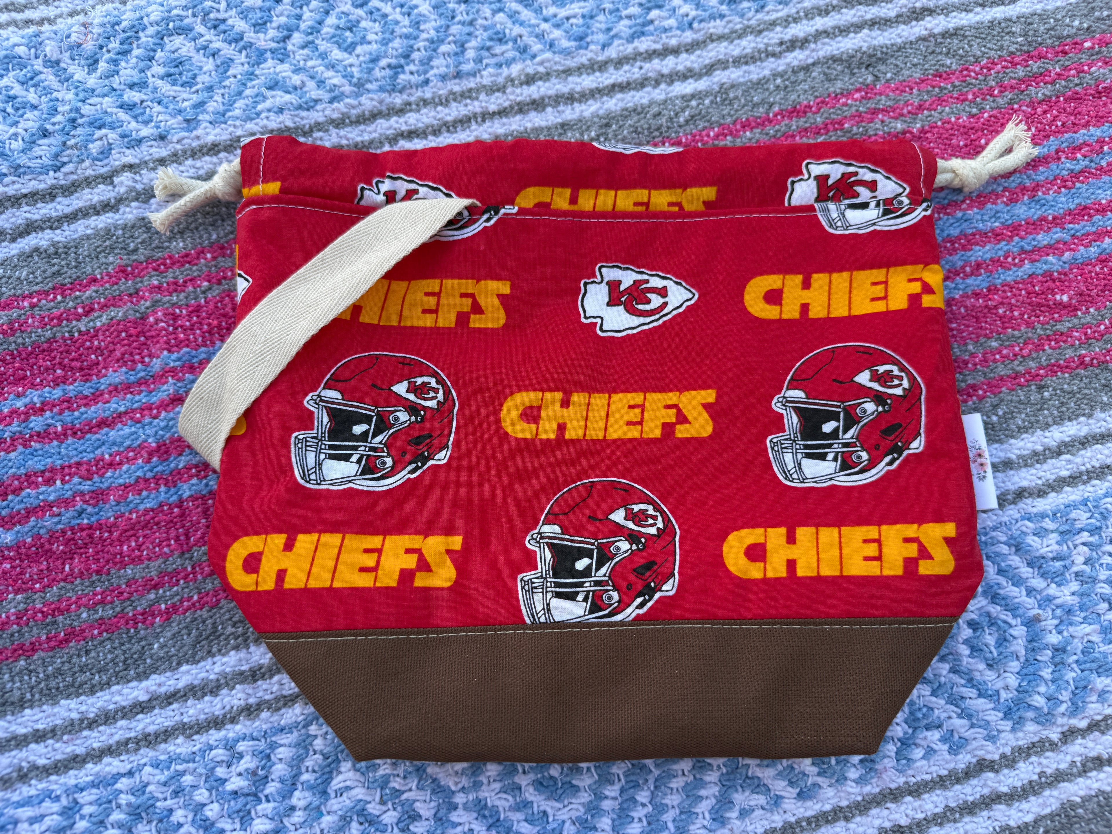 Ready to Ship - Kansas City Chiefs inspired Drawstring Bag in Red!