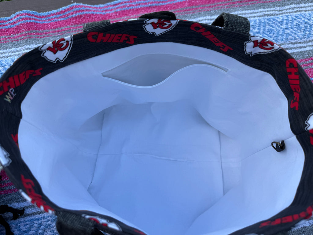 Ready to Ship - Kansas City Chiefs in black fabric Mini-Everything Bag