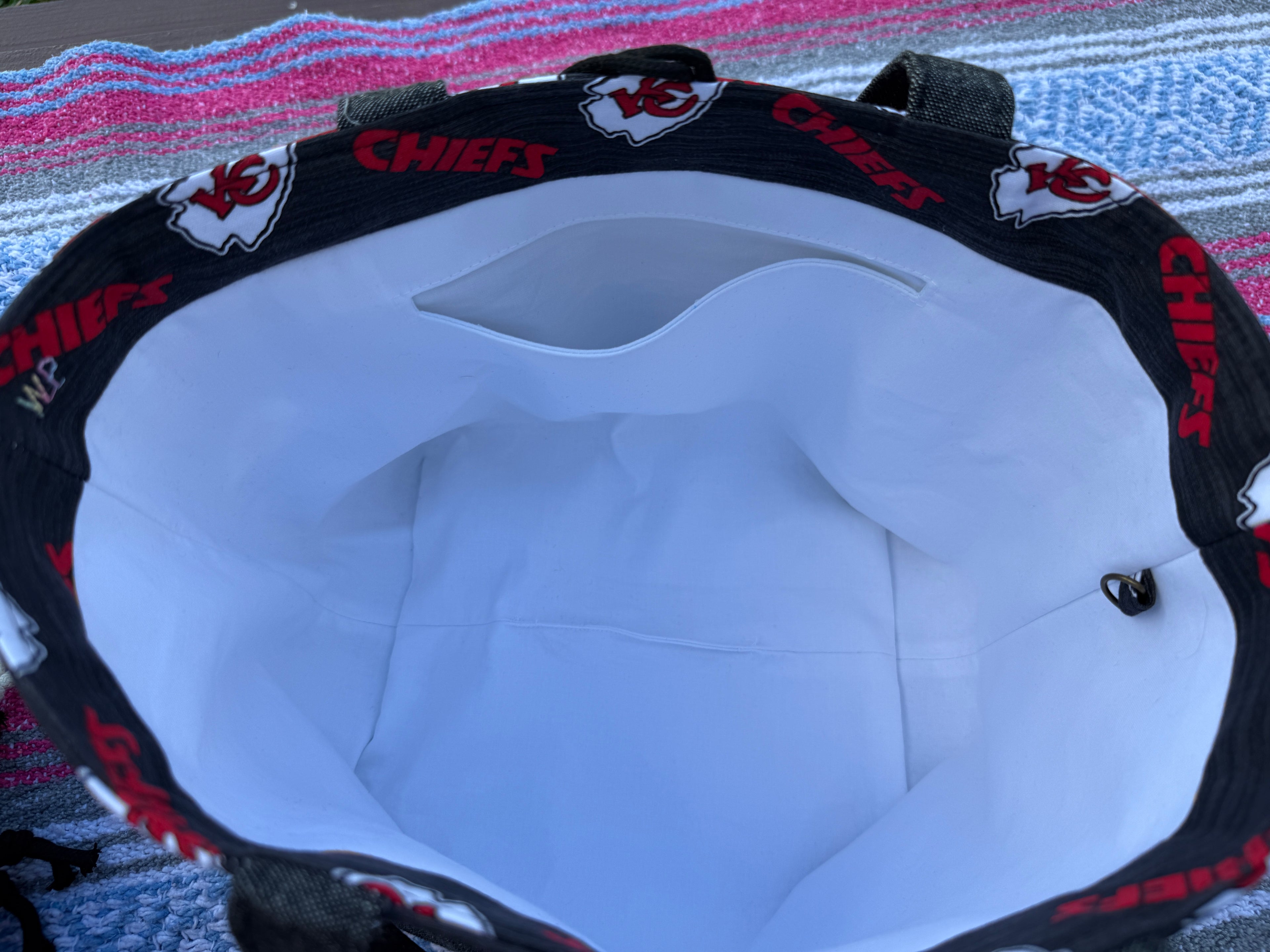 Ready to Ship - Kansas City Chiefs in black fabric Mini-Everything Bag