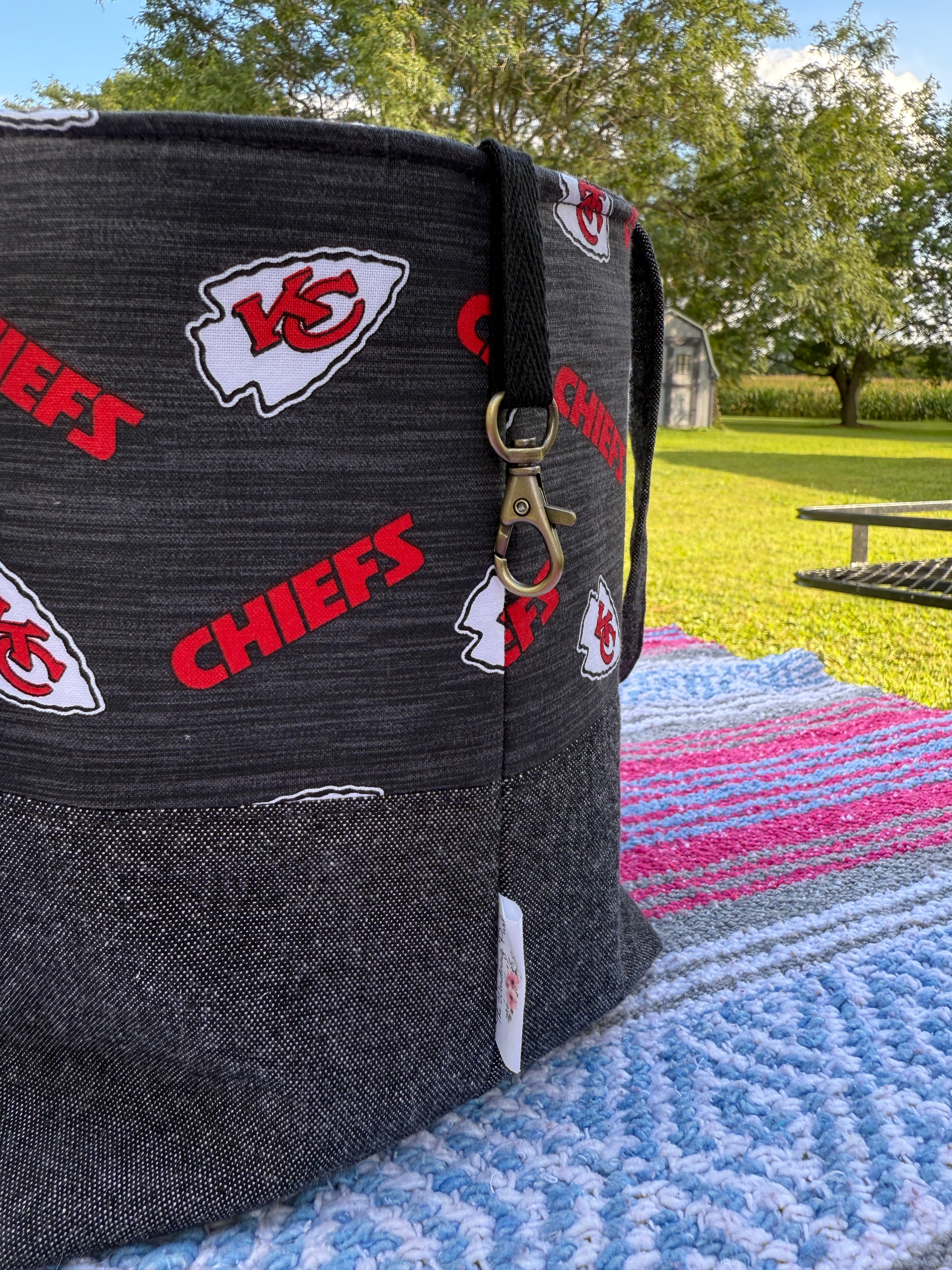 Ready to Ship - Kansas City Chiefs in black fabric Mini-Everything Bag