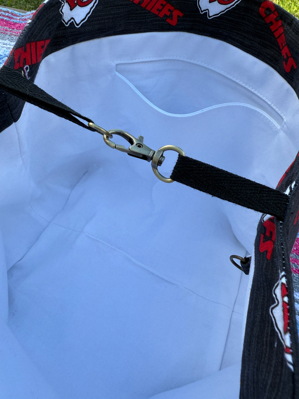 Ready to Ship - Kansas City Chiefs in black fabric Mini-Everything Bag
