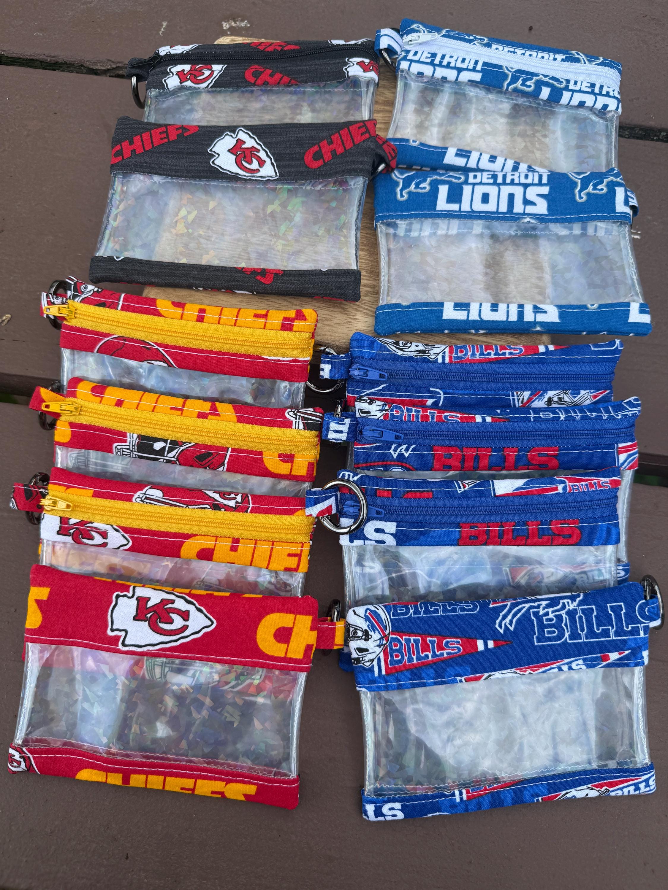 Football Inspired Ready to ship Notion Pouches with see through vinyl window and carabiner!!